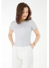 Kısa kollu bluz gri