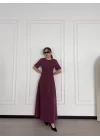 Kısa Kollu Uzun Elbise - Gül Kurusu