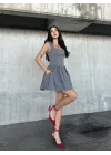 Kolsuz Mini Elbise- Gri