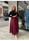 Kraş etek bordo