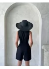 Kuşaklı şortlu tulum