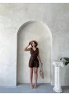 Kuşaklı şortlu tulum