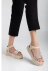 Lalen Bej Cilt Kemerli Sandalet