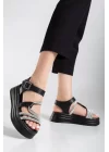 Lenda Siyah Cilt Kemerli Sandalet