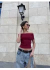 Madonna yaka sıfır kol bluz