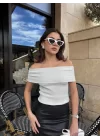 Madonna yaka sıfır kol bluz Gri
