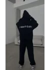 Nakış İşlemeli Üç İplik Sweat Takım- Siyah