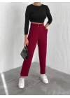 örme krep pantolon çift düğmeli