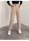 örme krep pantolon çift düğmeli