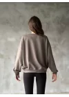 Osy Modal Yumuşak dokulu Kumaş Bisiklet Yaka Oversize Sweatshirt - Gri