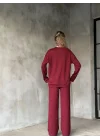 Osy Modal Yumuşak dokulu Kumaş Bisiklet Yaka Takım- Bordo