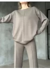 Osy Modal Yumuşak dokulu Kumaş Bisiklet Yaka Takım- Gri