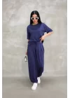 Osy Modal Yumuşak Dokulu Kumaş  Oversize Bisiklet Yaka T-shirt Jogger Eşofman Altı  Eşofman Takımı  - Lacivert