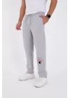 Oversize Üç İplik Baskılı Eşofman Pantolon - Gri