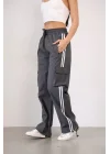 Paraşüt Kumaş Kargo Ceplı Baggy Eşofman - Gri