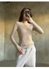 Parmak Geçmeli Buzi Body - Bej