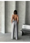 Pileli keten pantolon s255046