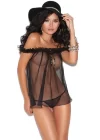 Siyah Transparan Fantazi Gecelik TM1186