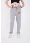 Üç İplik Baskılı Eşofman Pantolon - Gri