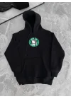 Üç İplik Penye Uzun Kol Kapüşonlu SweatShirt - Siyah