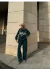 Üç İplik Yakalı Sweat Baggy Pantalonlu Takım - Yeşil