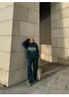 Üç İplik Yakalı Sweat Baggy Pantalonlu Takım - Yeşil