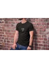 Unisex Bisiklet Yaka Baskılı Oversize T-Shirt - Siyah