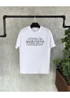 Unisex Bisiklet Yaka Kısa Kol Baskılı T-Shirt - Beyaz