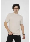 Unisex Bisiklet Yaka Slim fit T-Shirt- Bej