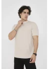 Unisex Bisiklet Yaka Slim fit T-Shirt- Bej
