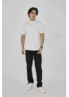 Unisex Bisiklet Yaka Slim fit T-Shirt- Beyaz