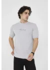 Unisex Bisiklet Yaka Slim fit T-Shirt- Boyalı Gri