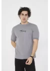 Unisex Bisiklet Yaka Slim fit T-Shirt- Gri