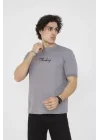 Unisex Bisiklet Yaka Slim fit T-Shirt- Gri