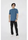 Unisex Bisiklet Yaka Slim fit T-Shirt- Turkuaz