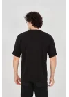 Unisex Jakar Kumaş Rahat Kol T-Shirt - Siyah