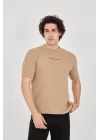 Unisex Jakar Kumaş Slim Fit T-Shirt - Kahverengi