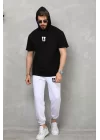 Unisex Kapşonlu Oversize T-Shirt Takım - Siyah