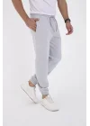 Unisex Kışlık Üç İplik Lastikli Eşofman Pantolon - Gri