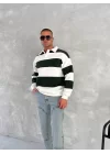 Unisex Üç İplik Parçalı Yakalı SweatShirt - Yeşil