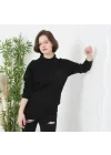 Unisex Uzun Kol Biskilet Yaka Dokuma Triko - Siyah