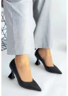 Wande Siyah Cilt Topuklu Ayakkabı