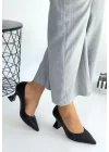 Wande Siyah Cilt Topuklu Ayakkabı