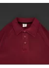 Yakalı Patlı Kısa Kol T-shirt - Bordo