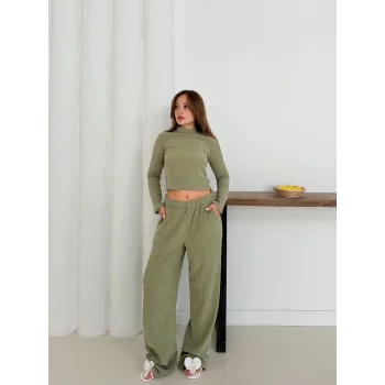 Balıkçı yaka örme takım mint st265865