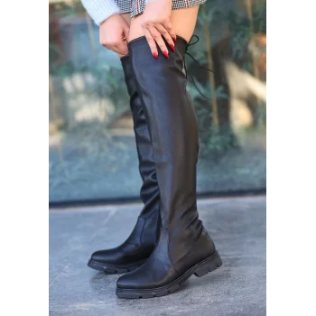 Iyan Siyah Cilt Çorap Çizme