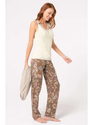 Anıl 5798 Kalın Askılı V Yaka Viskon Çiçek Desenli Kışlık Örme Normal Bel Düğmeli Dantel Detaylı Pijama Takımı Sabahlık