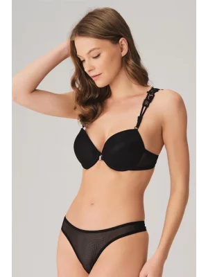 Arias Closet Balenli Destekli Dolgulu Sırt Detaylı Dantelli Sütyen ve String Takım