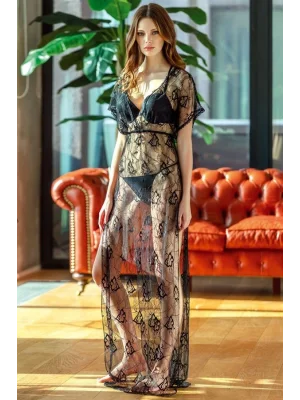 Arias Closet Dantelli Gecelik Balenli Destekli Dolgulu Önden Açılan Sütyen ve String 3lü Takım