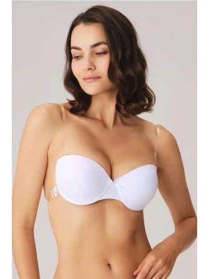 Kadın Balenli Destekli Dolgulu Askısız Straplez Sırtı Şeffaf Sırt Dekoltesi Sütyeni (3689)